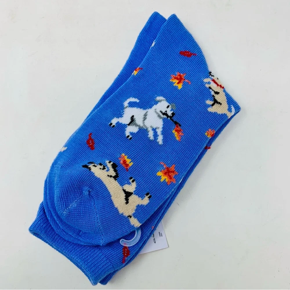 Novelty Crew Socks Dog Print Womens Size 9-11